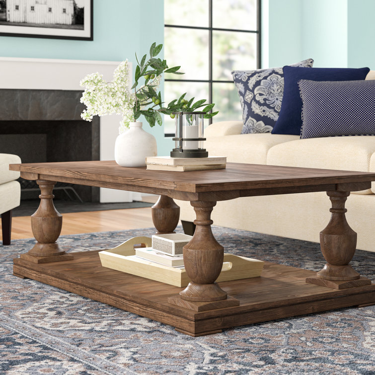 Birch Lane Shameka Solid Wood Floor Shelf Coffee Table with Storage